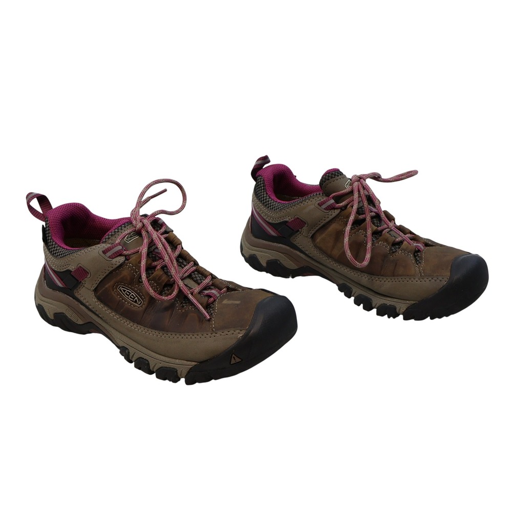 KEEN Womens 6 Targhee III Waterproof Hiking Shoes Brown Magenta 1018177